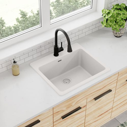 Main product image of Quartz Classic 25" x 22" x 9-1/2" Single Bowl Drop-in Sink (White)