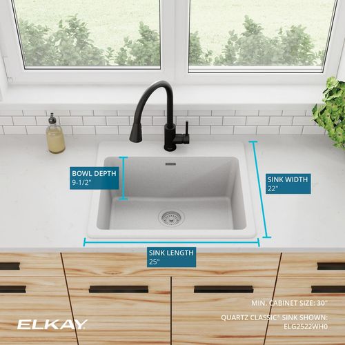 Main product image of Quartz Classic 25" x 22" x 9-1/2" Single Bowl Drop-in Sink (White)
