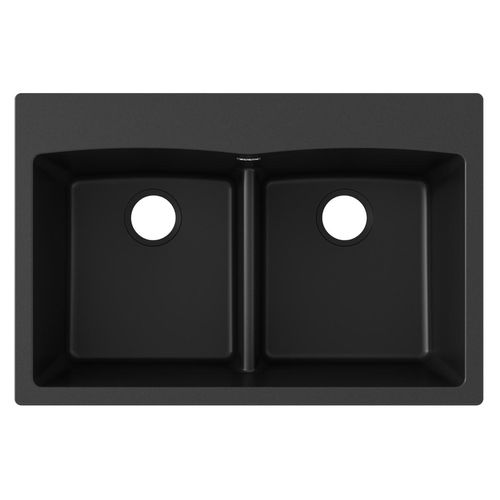 Main product image of Quartz Classic 33" x 22" x 10" Equal Double Bowl Drop-in Sink w/ Aqua Divide (Black)