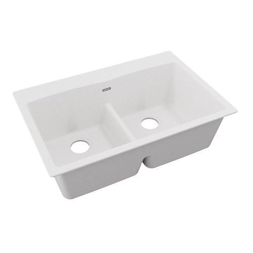 Main product image of Quartz Classic 33" x 22" x 10" Equal Double Bowl Drop-in Sink w/ Aqua Divide (White)