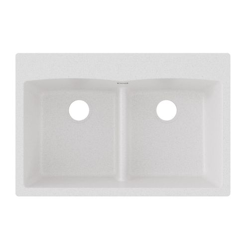Main product image of Quartz Classic 33" x 22" x 10" Equal Double Bowl Drop-in Sink w/ Aqua Divide (White)