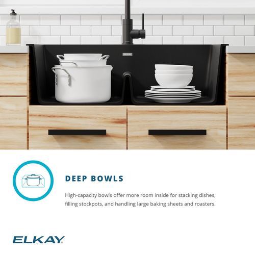 Main product image of Quartz Classic 33" x 22" x 10" Equal Double Bowl Drop-in Sink w/ Aqua Divide (White)