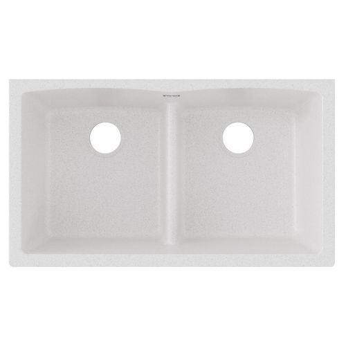 Main product image of Quartz Classic 33" x 19" x 10" Equal Double Bowl Undermount Sink w/ Aqua Divide (White)