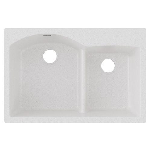 Main product image of Quartz Classic 33" x 22" x 10" Offset 60/40 Double Bowl Drop-in Sink w/ Aqua Divide (White)