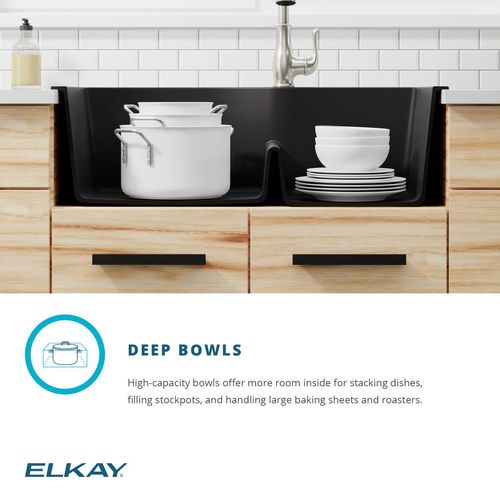 Main product image of Quartz Classic 33" x 22" x 10" Offset 60/40 Double Bowl Drop-in Sink w/ Aqua Divide (White)