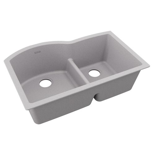 Main product image of Quartz Classic 33" x 22" x 10" Offset 60/40 Double Bowl Undermount Sink w/ Aqua Divide (Greystone)