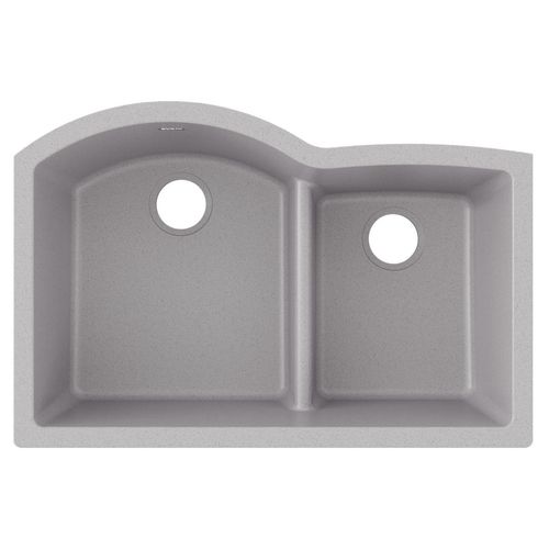 Main product image of Quartz Classic 33" x 22" x 10" Offset 60/40 Double Bowl Undermount Sink w/ Aqua Divide (Greystone)