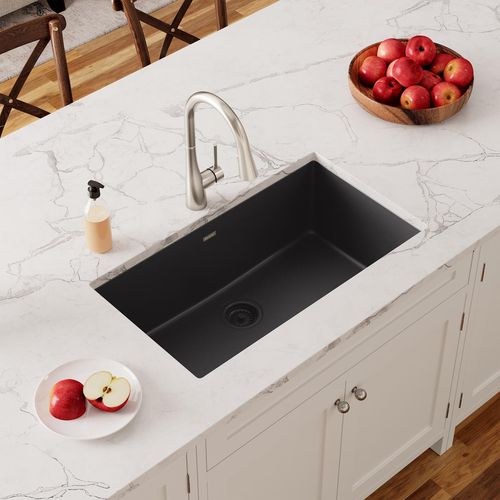 Main product image of Quartz Classic 33" x 18-7/16" x 9-7/16" Single Bowl Undermount Sink (Black)