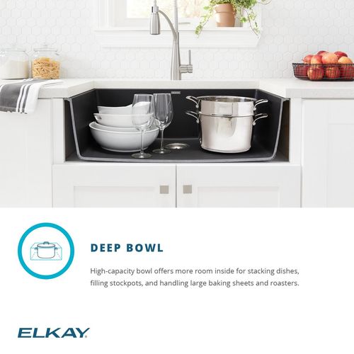 Main product image of Quartz Classic 33" x 18-7/16" x 9-7/16" Single Bowl Undermount Sink (Black)