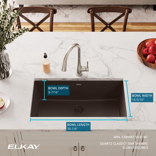 Main product image of Quartz Classic 33" x 18-7/16" x 9-7/16" Single Bowl Undermount Sink Mocha