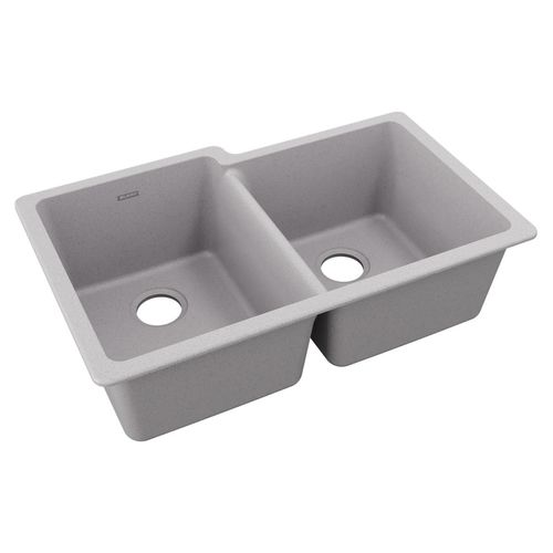 Main product image of Quartz Classic 33" x 20-1/2" x 9-1/2" Offset Double Bowl Undermount Sink (Greystone)