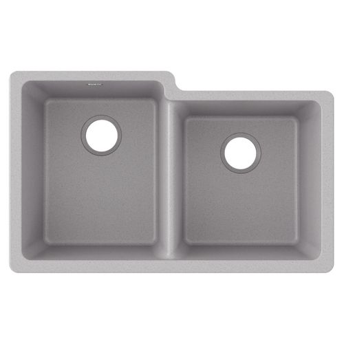 Main product image of Quartz Classic 33" x 20-1/2" x 9-1/2" Offset Double Bowl Undermount Sink (Greystone)