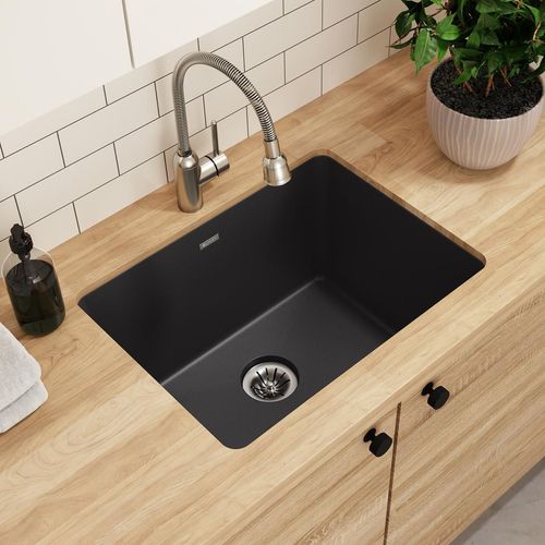 Main product image of Quartz Classic 25" x 18-1/2" x 11-13/16" Undermount Laundry Sink w/ Perfect Drain (Black)