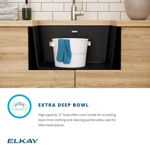 Main product image of Quartz Classic 25" x 18-1/2" x 11-13/16" Undermount Laundry Sink w/ Perfect Drain (Black)