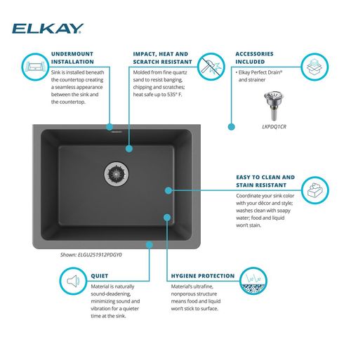 Main product image of Quartz Classic 25" x 18-1/2" x 11-13/16" Undermount Laundry Sink w/ Perfect Drain (Dusk Gray)