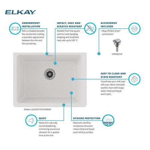Main product image of Quartz Classic 25" x 18-1/2" x 11-13/16" Undermount Laundry Sink w/ Perfect Drain (White)