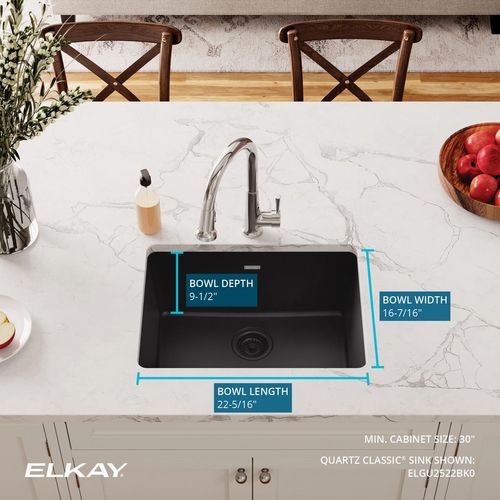 Main product image of Quartz Classic 24-5/8" x 18-1/2" x 9-1/2" Single Bowl Undermount Sink (Black)