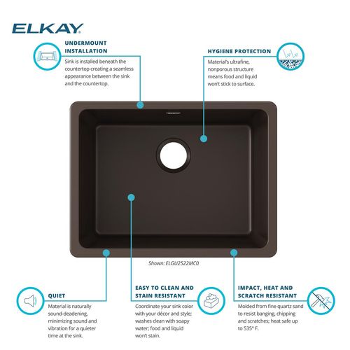 Main product image of Quartz Classic 24-5/8" x 18-1/2" x 9-1/2" Single Bowl Undermount Sink Mocha
