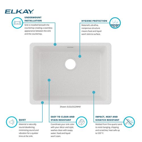 Main product image of Quartz Classic 24-5/8" x 18-1/2" x 9-1/2" Single Bowl Undermount Sink (White)