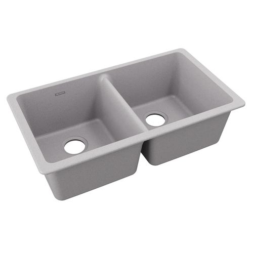 Main product image of Quartz Classic 33" x 18-1/2" x 9-1/2" Equal Double Bowl Undermount Sink (Greystone)