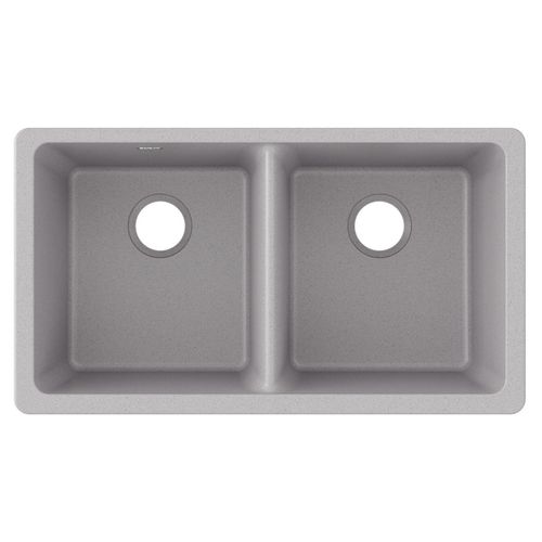 Main product image of Quartz Classic 33" x 18-1/2" x 9-1/2" Equal Double Bowl Undermount Sink (Greystone)