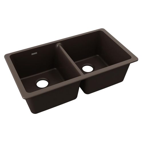 Main product image of Quartz Classic 33" x 18-1/2" x 9-1/2" Equal Double Bowl Undermount Sink Mocha