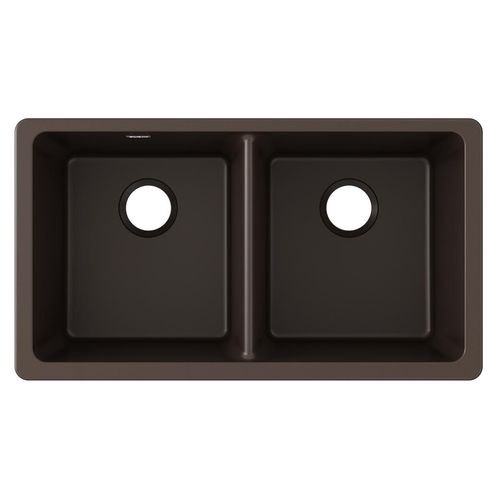 Main product image of Quartz Classic 33" x 18-1/2" x 9-1/2" Equal Double Bowl Undermount Sink Mocha