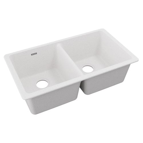 Main product image of Quartz Classic 33" x 18-1/2" x 9-1/2" Equal Double Bowl Undermount Sink (White)