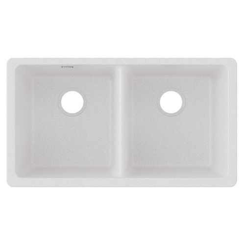 Main product image of Quartz Classic 33" x 18-1/2" x 9-1/2" Equal Double Bowl Undermount Sink (White)