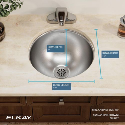Main product image of Asana Stainless Steel 14-3/8" x 14-3/8" x 6" Single Bowl Undermount Bathroom Sink