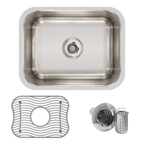 Main product image of Lustertone Classic Stainless Steel 14-1/2" x 11-3/4" x 7" Single Bowl Undermount Bar Sink Kit