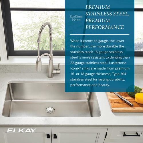 Main product image of Lustertone Iconix 18 Gauge Stainless Steel 18-1/2" x 18-1/2" x 9" Single Bowl Undermount Sink