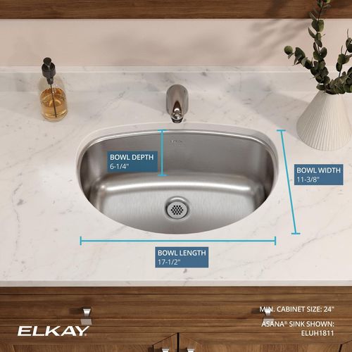 Main product image of Asana Stainless Steel 19-1/2" x 13-5/16" x 6-1/4" Single Bowl Undermount Bathroom Sink