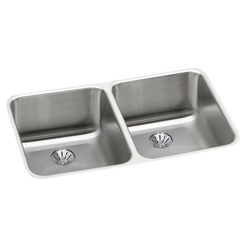 Main product image of Lustertone Classic Stainless Steel 30-3/4" x 18-1/2" x 10" Double Bowl Undermount Sink w/ Perfect Drain