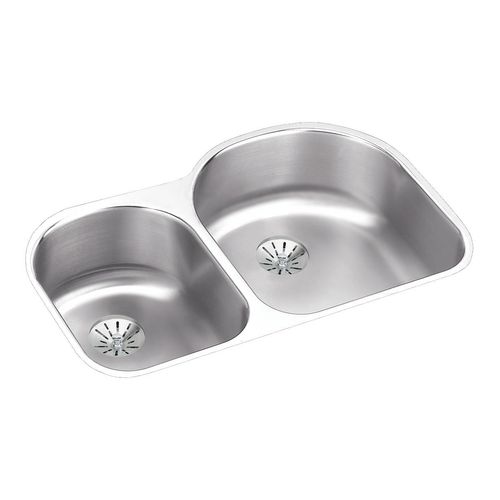 Main product image of Lustertone Classic Stainless Steel 31-1/4" x 20" x 7-1/2" Offset 40/60 Double Undermount Sink w/Perfect Drain