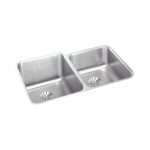 Main product image of Lustertone Classic Stainless Steel, 31-1/4" x 20-1/2" x 9-7/8" Double Bowl Undermount Sink w/ Perfect Drain