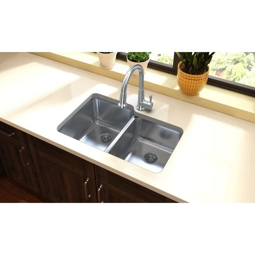 Main product image of Lustertone Classic Stainless Steel, 31-1/4" x 20-1/2" x 9-7/8" Double Bowl Undermount Sink w/ Perfect Drain