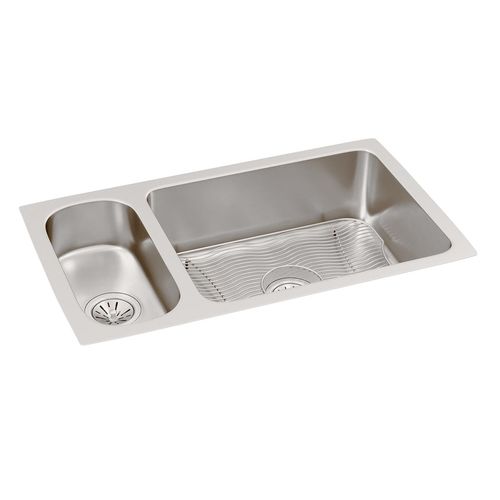 Main product image of Lustertone Classic Stainless Steel, 32-1/4" x 18-1/4" x 7-3/4" 30/70 Double Bowl Undermount Sink Kit