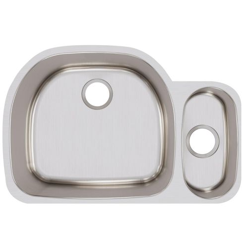 Main product image of Lustertone Classic Stainless Steel 31-1/2" x 21-1/8" x 10" Offset 70/30 Double Bowl Undermount Sink
