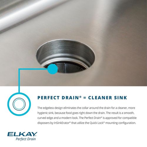 Main product image of Lustertone Classic Stainless Steel 23-1/2" x 18-1/4" x 5-3/8" Single Bowl Undermount ADA Sink w/Perfect Drain