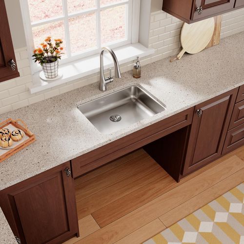 Main product image of Lustertone Classic Stainless Steel 23-1/2" x 18-1/4" x 5-3/8" Single Bowl Undermount ADA Sink w/Perfect Drain