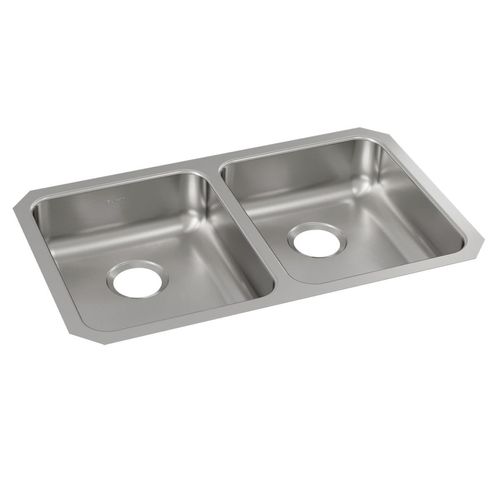 Main product image of Lustertone Classic Stainless Steel, 30-3/4" x 18-1/2" x 5-3/8" Equal Double Bowl Undermount ADA Sink