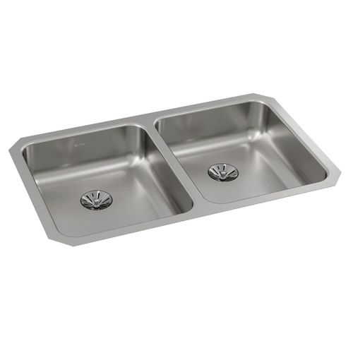 Main product image of Lustertone Classic Stainless Steel 30-3/4" x 18-1/2" x 5-3/8" Double Bowl Undermount ADA Sink w/Perfect Drain