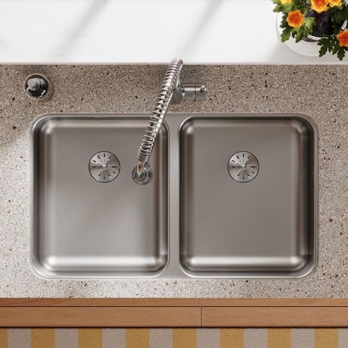 Main product image of Lustertone Classic Stainless Steel 30-3/4" x 18-1/2" x 5-3/8" Double Bowl Undermount ADA Sink w/Perfect Drain