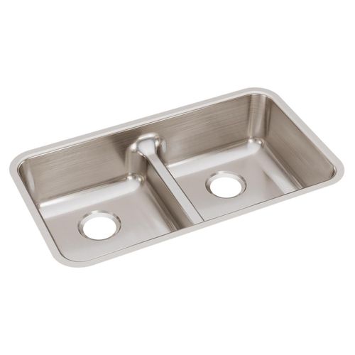 Main product image of Lustertone Classic Stainless Steel 32-1/16" x 18-1/2" x 8" Equal Double Bowl Undermount Sink w/ Aqua Divide