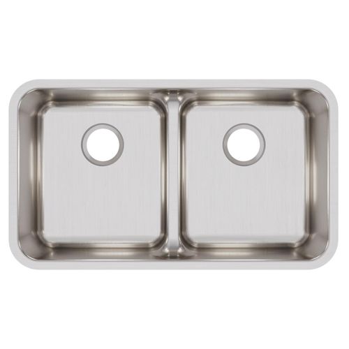 Main product image of Lustertone Classic Stainless Steel 32-1/16" x 18-1/2" x 8" Equal Double Bowl Undermount Sink w/ Aqua Divide