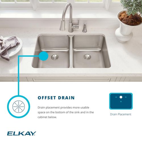 Main product image of Lustertone Classic Stainless Steel 32-1/16" x 18-1/2" x 8" Equal Double Bowl Undermount Sink w/ Aqua Divide