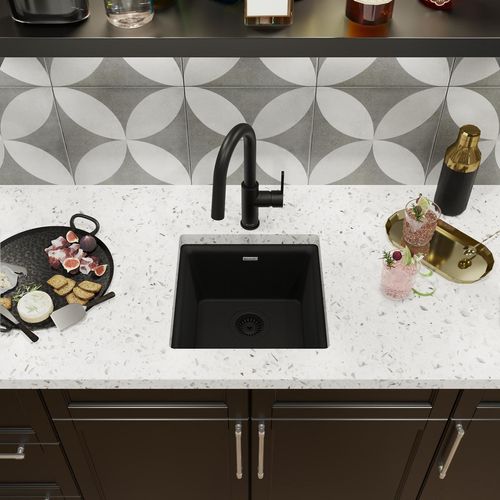 Main product image of Quartz Luxe 15-3/4" x 15-3/4" x 7-11/16" Single Bowl Dual Mount Bar Sink Caviar