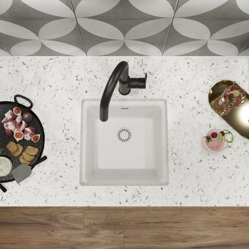 Main product image of Quartz Luxe 15-3/4" x 15-3/4" x 7-11/16" Single Bowl Dual Mount Bar Sink Ricotta