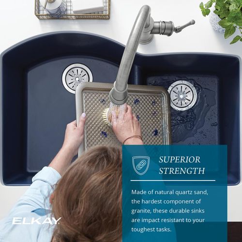 Main product image of Quartz Luxe 33" x 22" x 10" Offset 60/40 Double Bowl Undermount Sink w/ Aqua Divide Charcoal